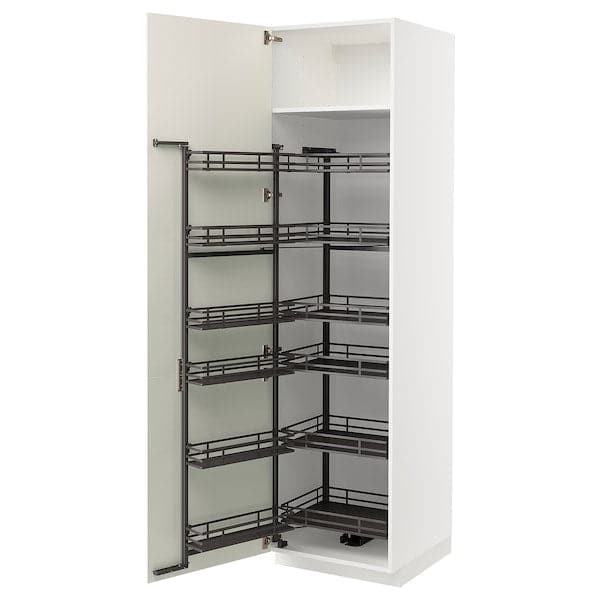 METOD - High cabinet with pull-out larder, white/Veddinge white, 60x60x220 cm - best price from Maltashopper.com 99443230