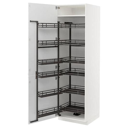 Ikea METOD - High cabinet with pull-out larder, white/Voxtorp matt white , 60x60x200 cm