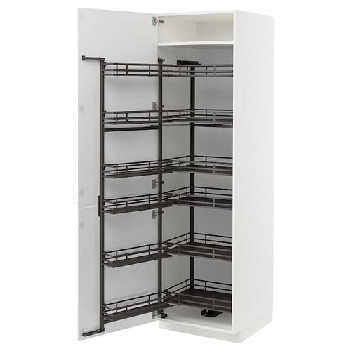 METOD - High cabinet with pull-out larder, white/Voxtorp matt white , 60x60x200 cm