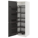 METOD high cabinet with pull-out larder, white/Voxtorp dark grey, 60x60x200 cm