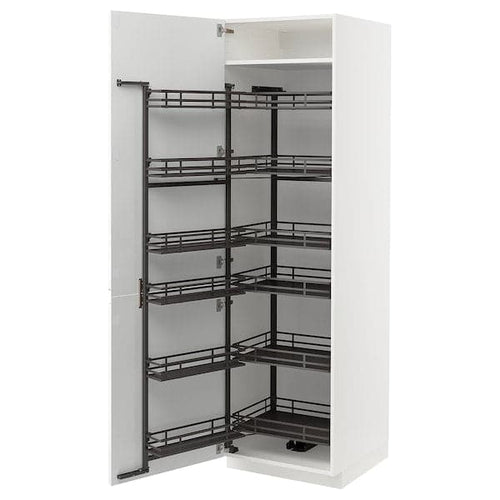 METOD - METOD High cabinet with pull-out larder, white/Voxtorp high-gloss/white, 60x60x200 cm
