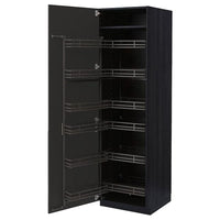 METOD - High cabinet with pull-out larder, black/Nickebo matt anthracite, 60x60x200 cm - best price from Maltashopper.com 99498345