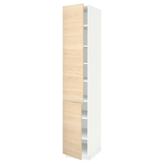 Ikea METOD - High cabinet with shelves/2 doors, white/Askersund light ash effect, 40x60x220 cm