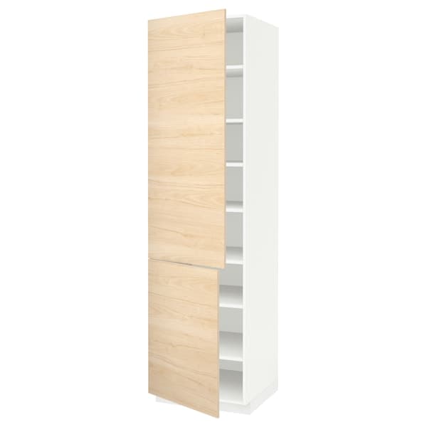 METOD - High cabinet with shelves/2 doors, white/Askersund light ash effect, 60x60x220 cm - best price from Maltashopper.com 19468936