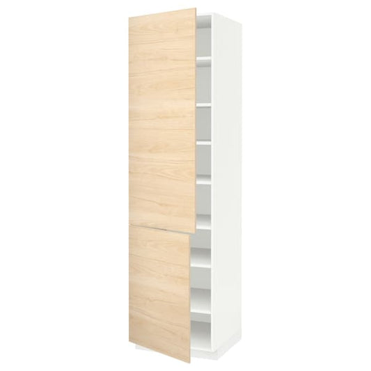 Ikea METOD - High cabinet with shelves/2 doors, white/Askersund light ash effect, 60x60x220 cm