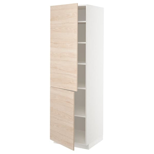 Ikea METOD - High cabinet with shelves/2 doors, white/Askersund light ash effect, 60x60x200 cm