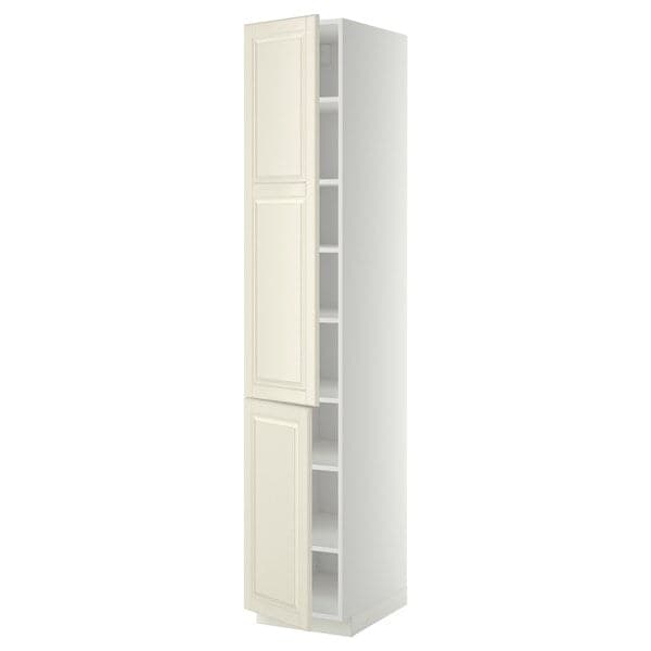 Ikea METOD - High cabinet with shelves/2 doors, white/Bodbyn off-white, 40x60x220 cm