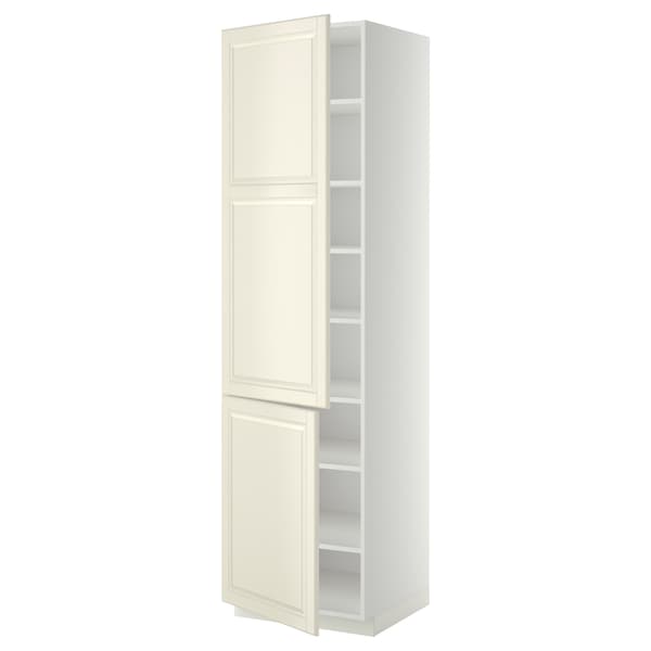 METOD - High cabinet with shelves/2 doors, white/Bodbyn off-white, 60x60x220 cm - best price from Maltashopper.com 29459639