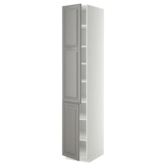 Ikea METOD - High cabinet with shelves/2 doors, white/Bodbyn grey, 40x60x220 cm