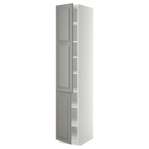 METOD - METOD High cabinet with shelves/2 doors, white/Bodbyn grey, 40x60x220 cm