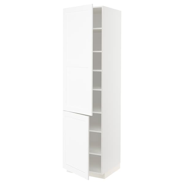 METOD - High cabinet with shelves/2 doors, white Enköping/white wood effect, 60x60x220 cm - best price from Maltashopper.com 39473512