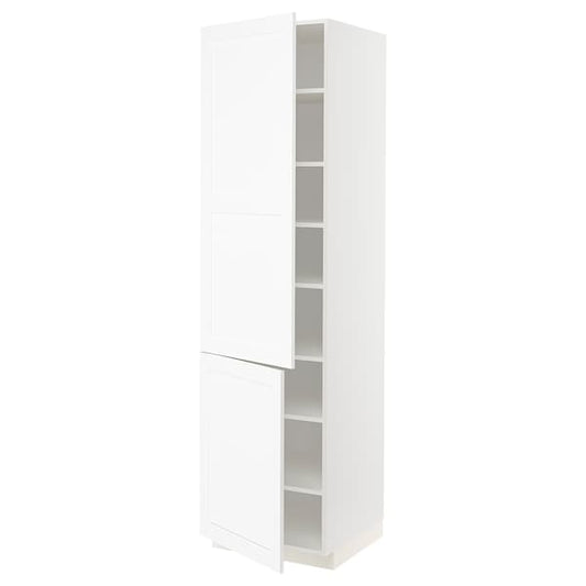Ikea METOD - High cabinet with shelves/2 doors, white Enköping/white wood effect, 60x60x220 cm