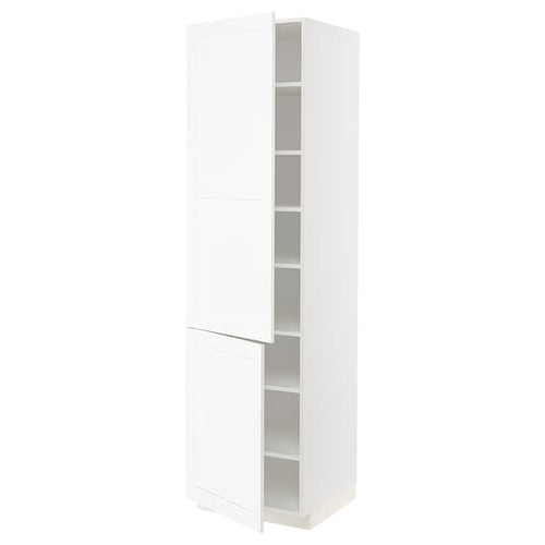 METOD - High cabinet with shelves/2 doors, white Enköping/white wood effect, 60x60x220 cm