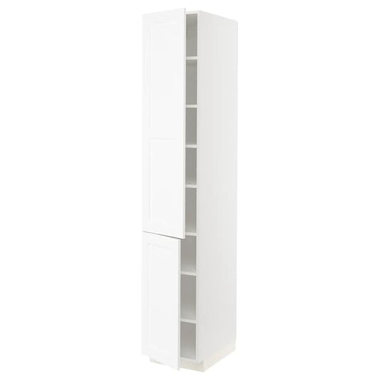 Ikea METOD - High cabinet with shelves/2 doors, white Enköping/white wood effect, 40x60x220 cm