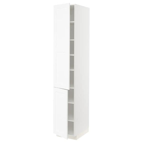METOD - High cabinet with shelves/2 doors, white Enköping/white wood effect, 40x60x220 cm