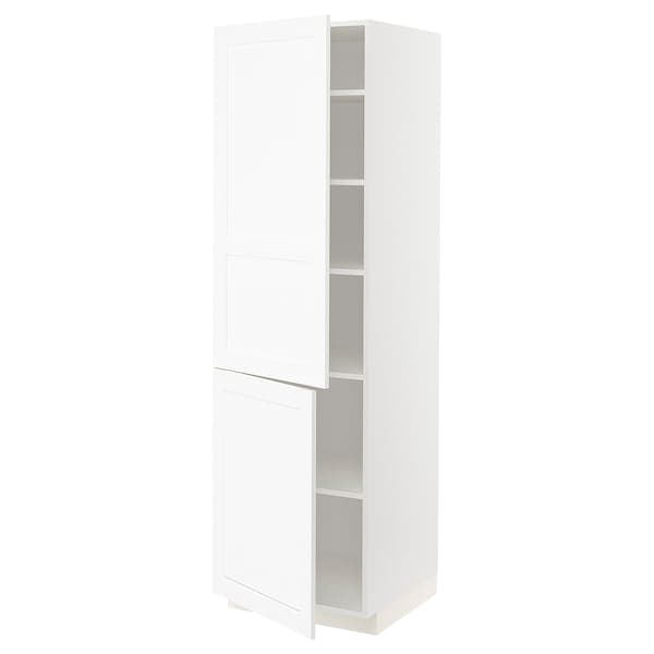 METOD - High cabinet with shelves/2 doors, white Enköping/white wood effect, 60x60x200 cm - best price from Maltashopper.com 89473519