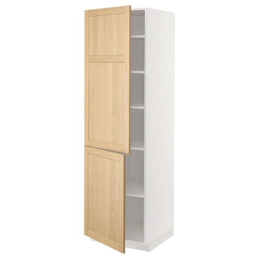 Ikea METOD - High cabinet with shelves/2 doors, white/Forsbacka oak, 60x60x200 cm