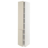 METOD high cabinet with shelves/2 doors, white/Havstorp beige, 40x60x220 cm