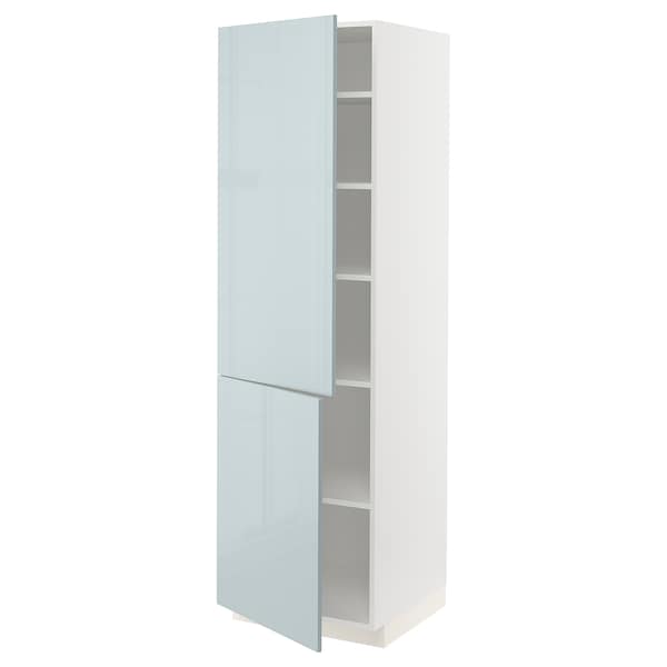 Ikea METOD - High cabinet with shelves/2 doors, white/Kallarp light grey-blue, 60x60x200 cm