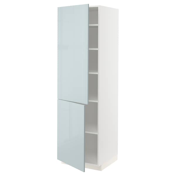 METOD - High cabinet with shelves/2 doors, white/Kallarp light grey-blue, 60x60x200 cm - best price from Maltashopper.com 29478930