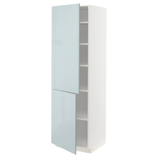 Ikea METOD - High cabinet with shelves/2 doors, white/Kallarp light grey-blue, 60x60x200 cm