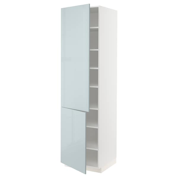 Ikea METOD - High cabinet with shelves/2 doors, white/Kallarp light grey-blue, 60x60x220 cm