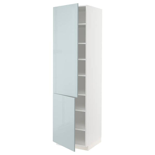 Ikea METOD - High cabinet with shelves/2 doors, white/Kallarp light grey-blue, 60x60x220 cm