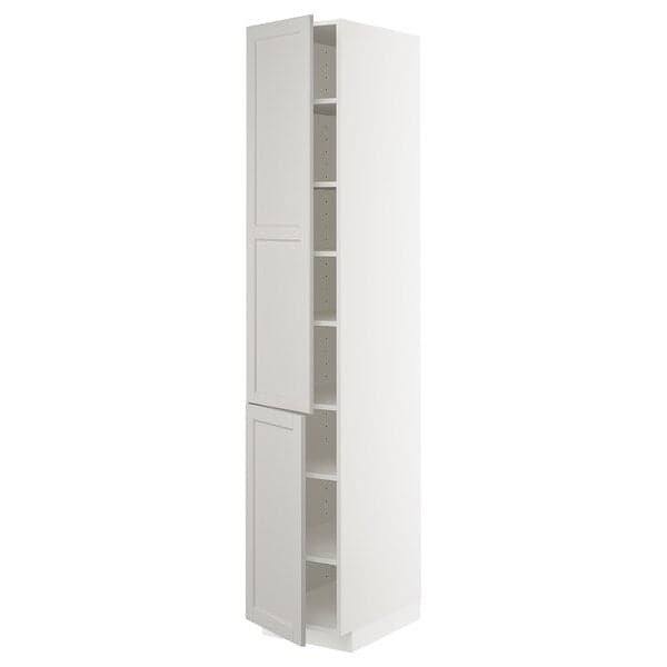 Ikea METOD - High cabinet with shelves/2 doors, white/Lerhyttan light grey, 40x60x220 cm