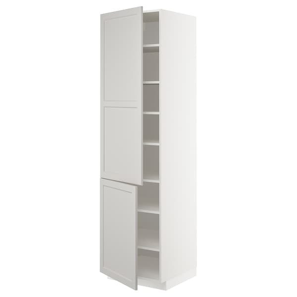 METOD - High cabinet with shelves/2 doors, white/Lerhyttan light grey, 60x60x220 cm - best price from Maltashopper.com 69470140