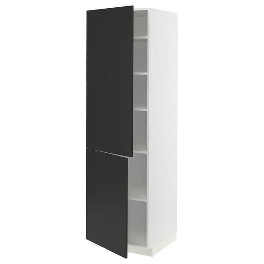 Ikea METOD - High cabinet with shelves/2 doors, white/Nickebo matt anthracite, 60x60x200 cm