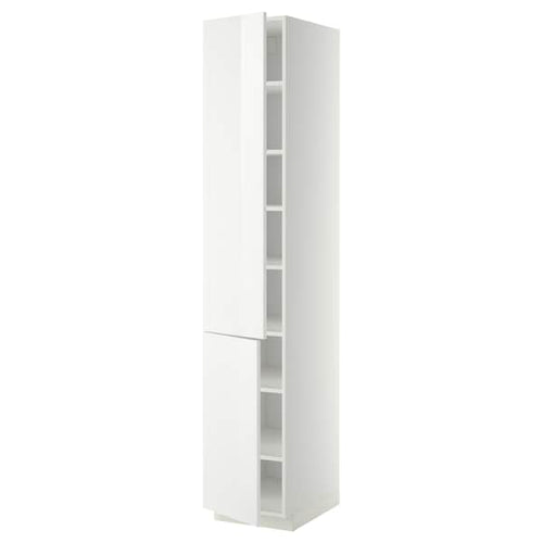 METOD - High cabinet with shelves/2 doors, white/Ringhult white, 40x60x220 cm