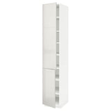 METOD high cabinet with shelves/2 doors, white/Ringhult light grey, 40x60x220 cm