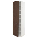 METOD high cabinet with shelves/2 doors, white/Sinarp brown, 60x60x220 cm