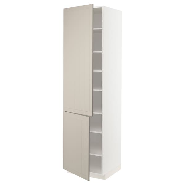 METOD - High cabinet with shelves/2 doors, white/Stensund beige, 60x60x220 cm - best price from Maltashopper.com 69466044