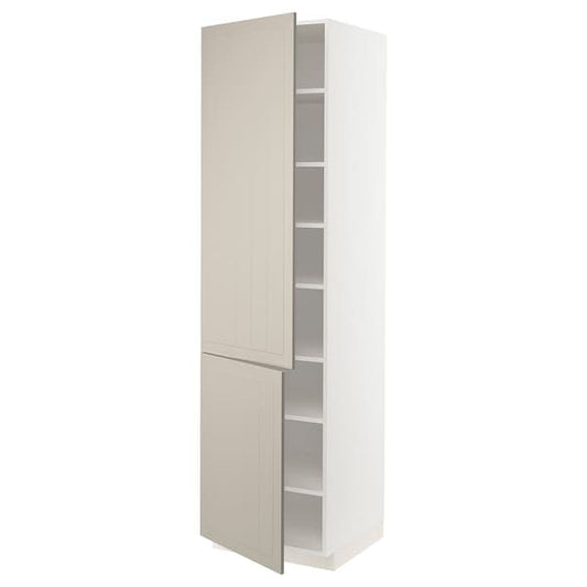 Ikea METOD - High cabinet with shelves/2 doors, white/Stensund beige, 60x60x220 cm