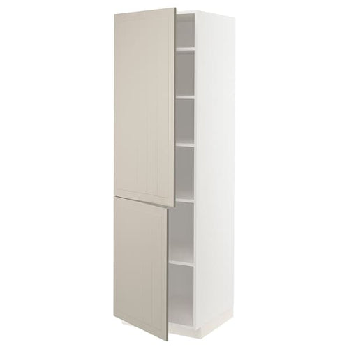METOD high cabinet with shelves/2 doors, white/Stensund beige, 60x60x200 cm