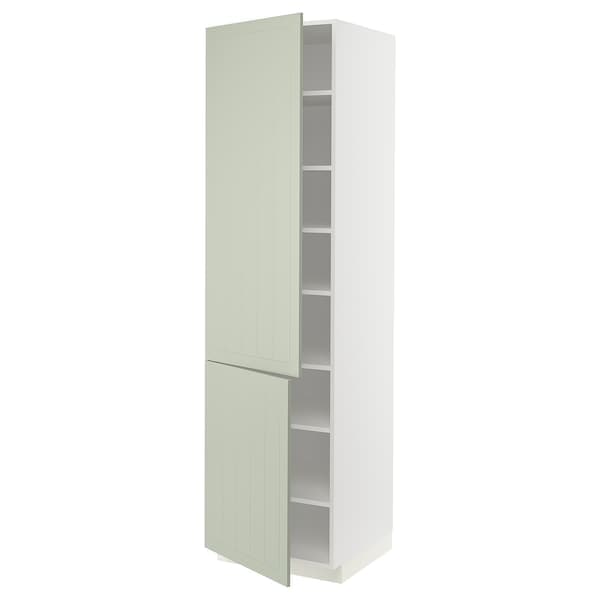 Ikea METOD - High cabinet with shelves/2 doors, white/Stensund light green, 60x60x220 cm