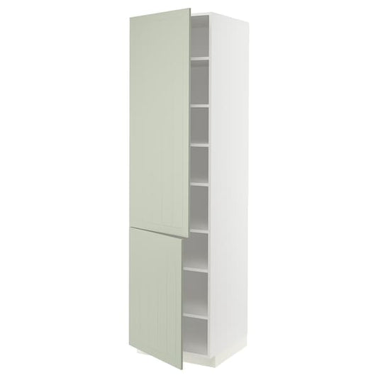 Ikea METOD - High cabinet with shelves/2 doors, white/Stensund light green, 60x60x220 cm