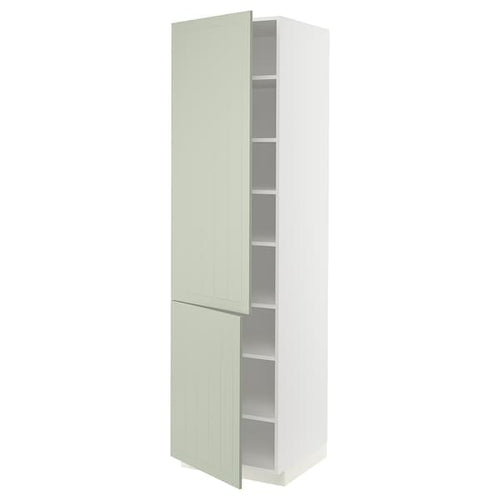 METOD - High cabinet with shelves/2 doors, white/Stensund light green, 60x60x220 cm