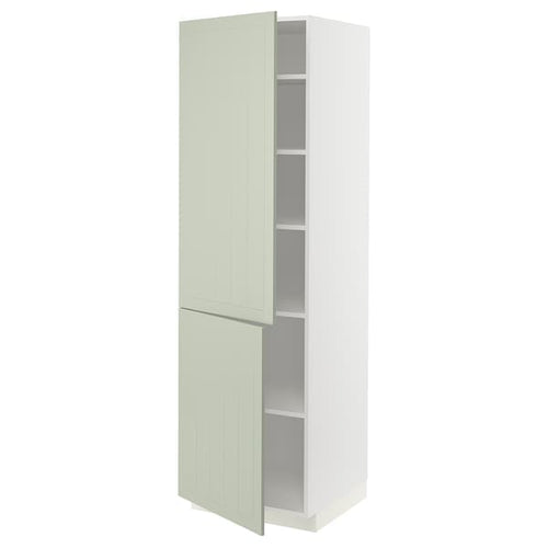 METOD high cabinet with shelves/2 doors, white/Stensund light green, 60x60x200 cm