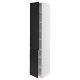 METOD high cabinet with shelves/2 doors, white/Upplöv matt anthracite, 40x60x220 cm