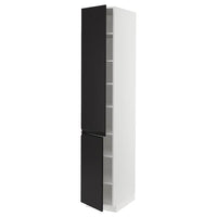 METOD - High cabinet with shelves/2 doors, white/Upplöv matt anthracite, 40x60x220 cm - best price from Maltashopper.com 19493889