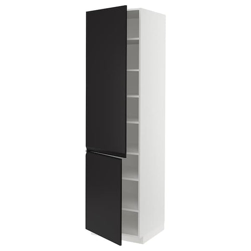 METOD - High cabinet with shelves/2 doors, white/Upplöv matt anthracite, 60x60x220 cm