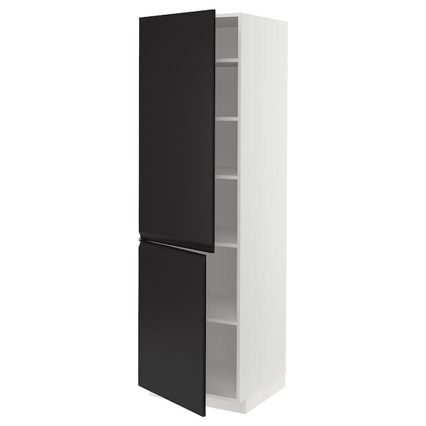 Ikea METOD - High cabinet with shelves/2 doors, white/Upplöv matt anthracite, 60x60x200 cm