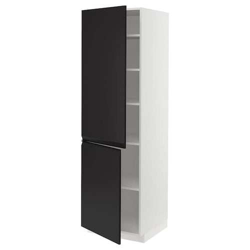 METOD - High cabinet with shelves/2 doors, white/Upplöv matt anthracite, 60x60x200 cm