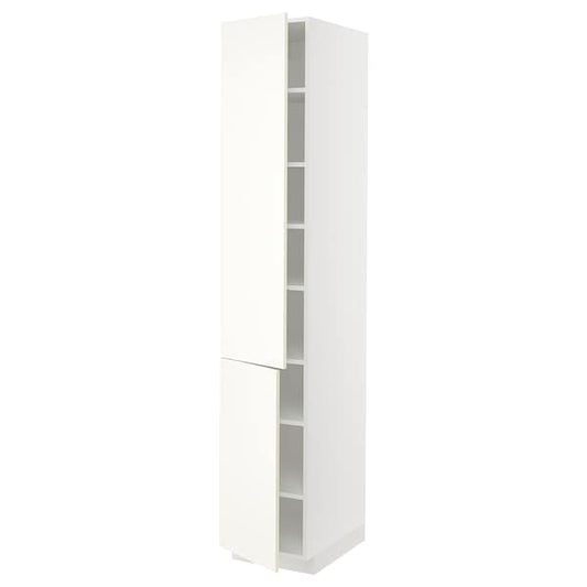 Ikea METOD - High cabinet with shelves/2 doors, white/Vallstena white, 40x60x220 cm