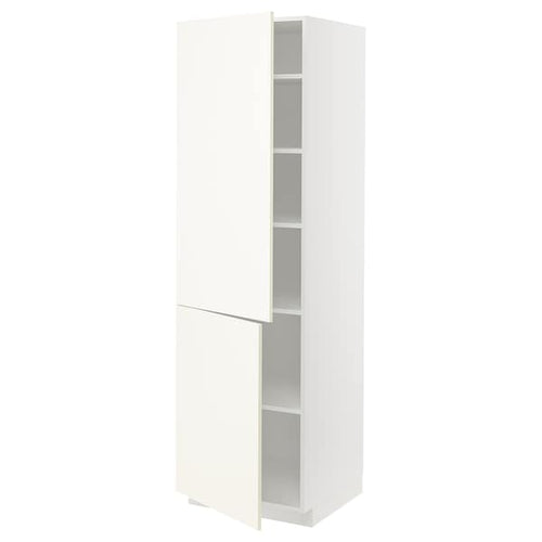 METOD - High cabinet with shelves/2 doors, white/Vallstena white, 60x60x200 cm