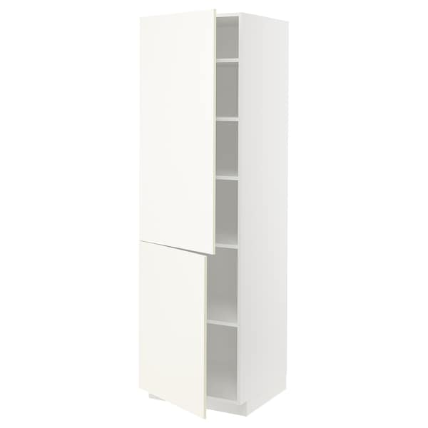 METOD - METOD High cabinet with shelves/2 doors, white/Vallstena white, 60x60x200 cm