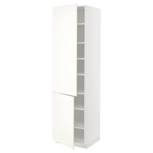 METOD - High cabinet with shelves/2 doors, white/Vallstena white, 60x60x220 cm