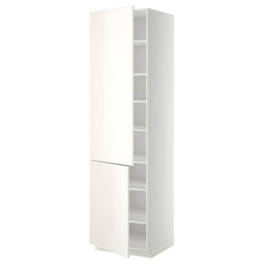 Ikea METOD - High cabinet with shelves/2 doors, white/Veddinge white, 60x60x220 cm